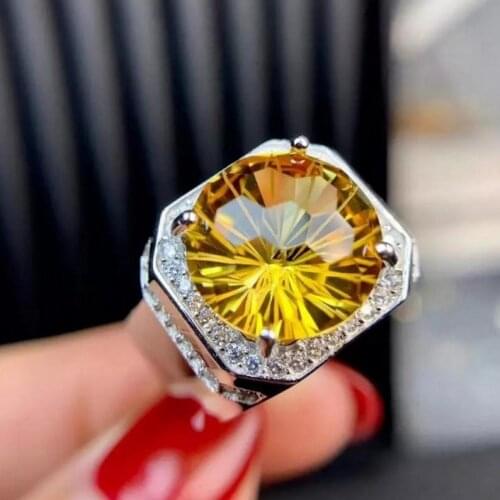 Fashion Crystal Rings Round Champagne Color Cubic Zirconia Ring for Women Wedding Party Jewelry Gifts Dropshipping Wholesale