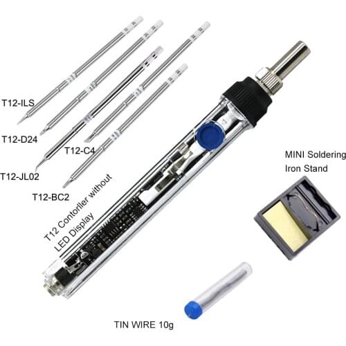 T12 electric soldering iron kit mini portable T12 soldering iron Tips tools Adjustable temp LED digital soldering station