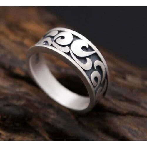 New silver original jewelry matte male and female couple models domineering exaggerated Xiangyun ring
