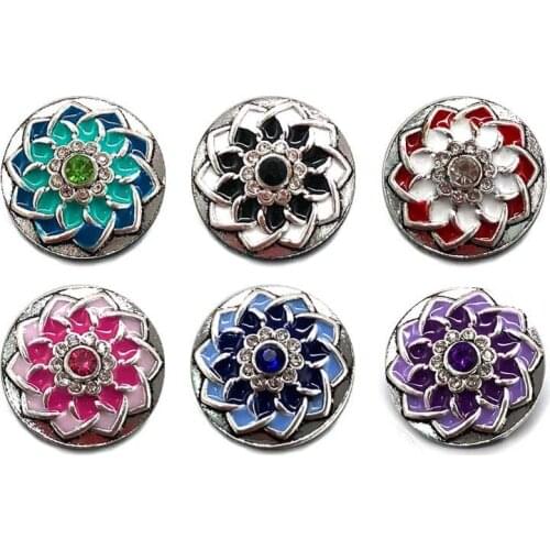 Wholesale w390 Flower 3D 18mm 20mm metal snap button for Bracelet Necklace Interchangeable Jewelry Women accessorie findings