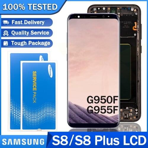 Original New LCD for SAMSUNG Galaxy S8 G950F S8 Plus G955F Super AMOLED Display with Frame Touch Screen Digitizer Repair Parts