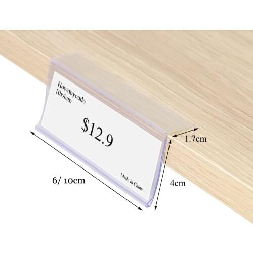 Plastic Pvc Shelf Data Strips By Adhesive Tape Merchandise Price Talker Sign Display Label Card Holder On Store Rack 100pcs