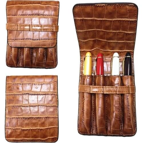 Handmade Leather Pencil Bag Vintage Retro Style Pen Case Office Stationery Gift Pen bag