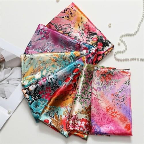 Silk Square 90cm Scarf Summer Women Head Hijab Bandana Lady Hair Band Large Wraps Shawl Neckerchief Headband Female Foulard