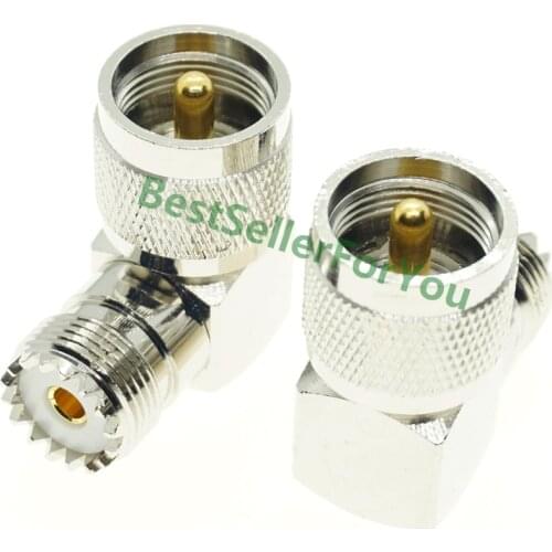 UHF Male Connector PL-259 PL259 Plug To UHF Female SO-239 SO239 JACK CONNECTOR Right Angle 90 Degree RF Adapter