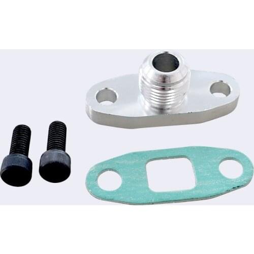 Turbine Oil Inlet Flange Gasket Adapter Kit 10an 10 An Joint T3 / T4 An4 Joint Threaded Center Hole T6061 Aluminum Billet