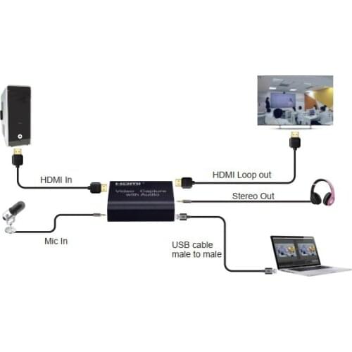 Mini HDMI Video Capture with audio USB 2.0 Video Grabber Record Box for DV Camcorder HD Camera teaching Recording Live Streaming