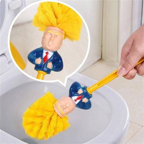Funny Macron Donald Toilet Brush Base Toilet Supplies Bathroom Cleaning Tools WC Home Hotel Bathroom Cleaning Accessories