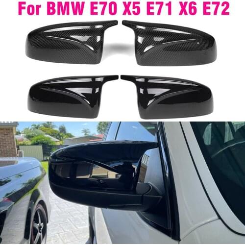Rear view Mirror Cover Cap Carbon Fiber for BMW X5 E70 X6 E71 2008-2013 Mirror Cover Caps Bright Black Styling accessories