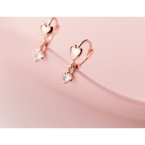 2021 Fashion Romantic Women Love Heart Earring Simple Silver Plated CZ Crystal Earing for Women Simple Party Jewelry Best Gift