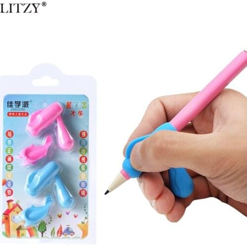 4pcs/lot Kinder Potlood Houder Writing Corrector Pencil Children Kids Learning Holding Device Correcting Pen Holder