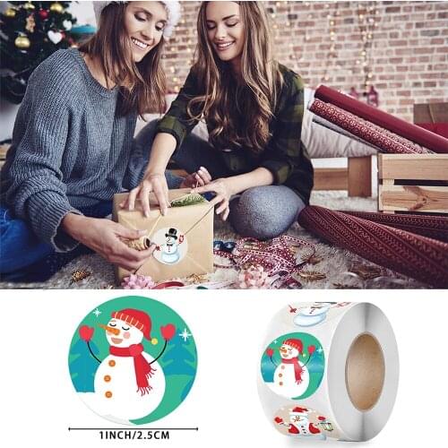 500pcs 2021 Merry Chrismas Stickers Roll 8 Patterns Seal Labels XMAS Gift Card Box Package Christmas Decorations For Home Decor
