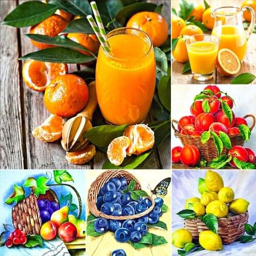 5D Diamond Painting Fruit Cup Cross Stitch Kit Mosaic Strawberry Embroidery Lemon Decorations For Home Diamond Art New Arrivals