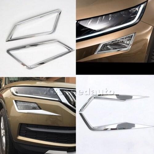Car-styling Front Fog Light cover For Skoda Kodiaq 2017-18 Front Fog Lamp Stripe Trim 2pcs