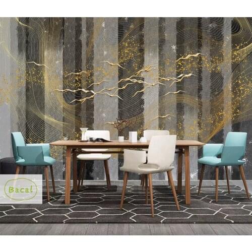 Bacal Custom Wall Mural Art Wall Painting Abstract Golden 3D Stereoscopic Relief Stripe Photo Wallpaper Murals papel de pared