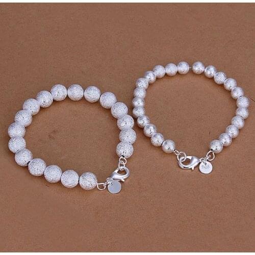 Free Shipping Charm Christmas Gifts Fashion Silver Color Lovely Jewelry Sets Silver Jewelry 8M & 10M Shine Ball Bracelet S143