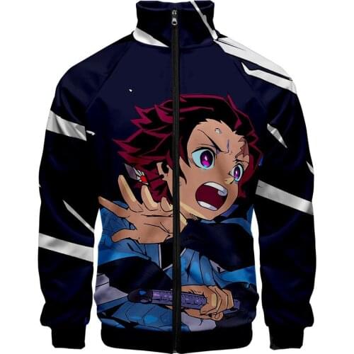 2021 Demon Slayer Kimetsu No Yaiba 3D Baseball Jacket Harajuku Casual Stand Collar Zipper Sweatshirt Casual Sportswear Clothes