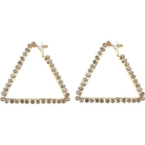 Shiny Rhinestone Triangle Dangle Earrings Charm Geometric Drop Earring For Women Party Fashion Jewelry Gift