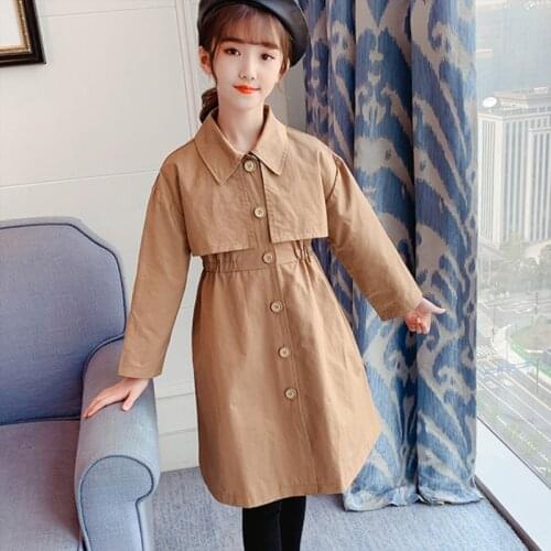 Girls Babys Kids Windbreaker Coat Jacket Outwear 2021 Khaki Spring Autumn Overcoat Top Cardigan Party Outdoor Childrens Clothi