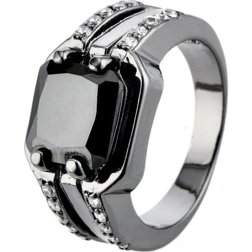 Bryanna Elegant Fashion Black Zirconia CZ Ring Black crystal Filled Jewelry Party Engagement Wedding bridal sets Rings For Women