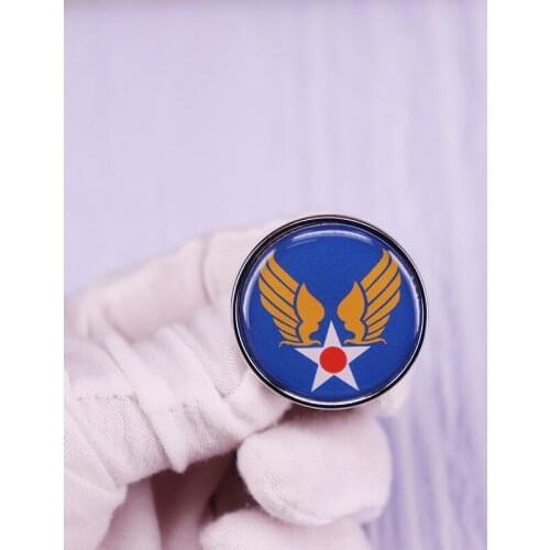 US Army Air Corps Shield Enamel Pin Hap Arnold Wings Brooch