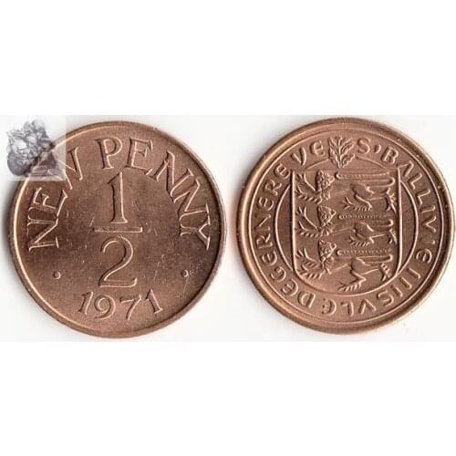 Guernsey 1/2 New Penny Coin Europe New Original Coins Unc Commemorative Edition 100% Real Rare Eu Random Year