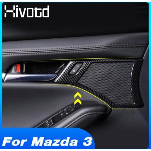 Hivotd For Mazda 3 2021 2020 2019 Axela Accessories Car Interior Door Handle Interior Door Armrest Panel Cover Decoration Parts