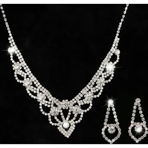 Crystal han edition of the new design and high quality female wedding bridal bridesmaid jewellery necklace+earrings N180