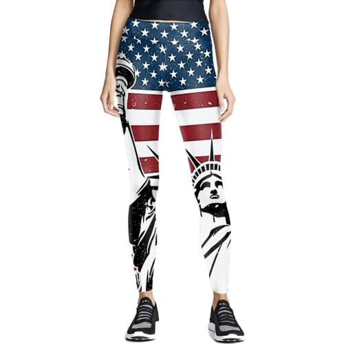 Womens Independence Day Printing Wear Leggings Sport Women Fitness High Waist Sports Stretchy Long Pants Pencil Trousers Hot
