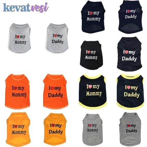 Summer Dog Shirt Vest Cotton I Love My Mommy Daddy Pet Clothes Comfortable Breathable Puppy Clothing Small Medium Dog Costume