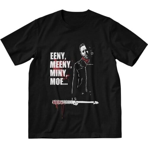 Eeny Meeny Miny Moe T-Shirts Men Novelty T Shirts Short Sleeve Horror Drama TV The Walking Dead Lucille Negan Tshirts Cotton Tee