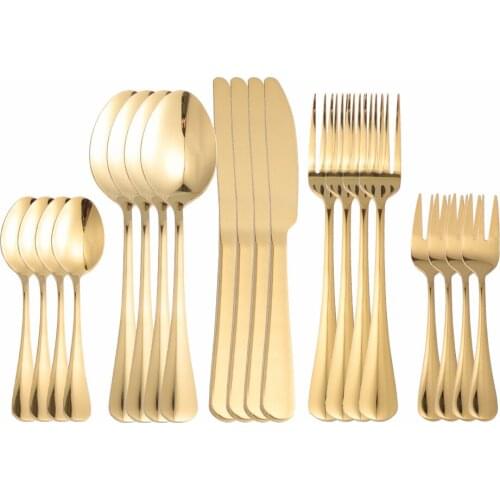 20Pcs Gold Stainless Steel Cutlery Tableware Set Brithday Dinnerware Dinner Flatware Set Forks Knives Tea Spoons Set Silverware
