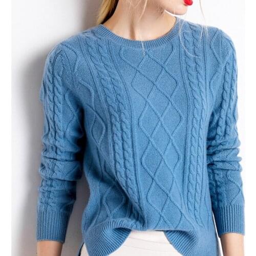 2021new autumn and winter round neck sweater female solid color pullover womens slim sweater thickened