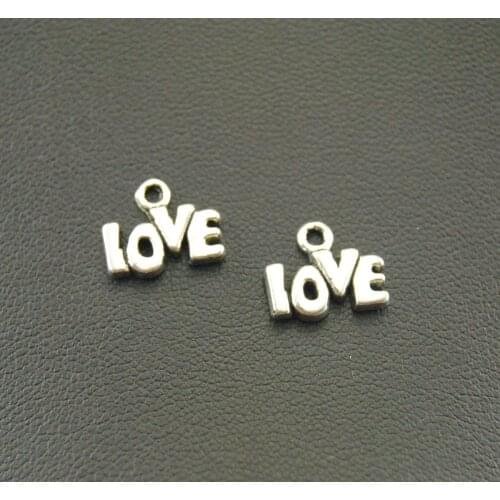 20 Pcs Alloy Silver Color Love Charm Handmade Charms Pendants Jewelry Findings 12x10mm A721