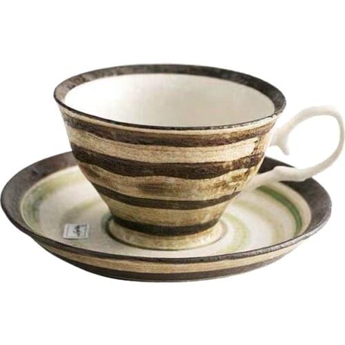 Handmade Japanese Tea Cup Set Utensil Simple Ceramic Luxury Coffee Cup Saucers Sets Porcelana Vintage Xicaras Drinkware EB50BD