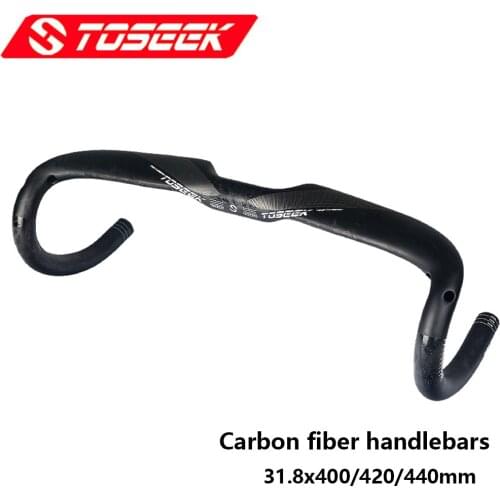 TOSEEK new Road Bike Handlebar Full Carbon Road Bicycle Handlebar Stem Handle UD matte Carbon Handlebar 31.8 Bicycle Accessories