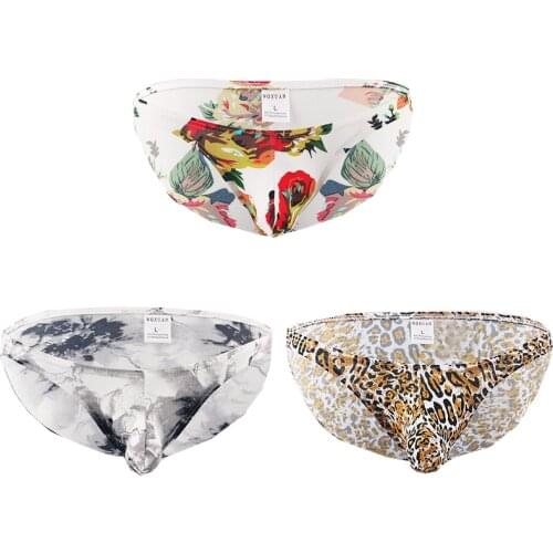 Sexy Men Underwear Panties For Men Lingerie Leopard Flower Printed Briefs Bikini Underwear Gay Men bulge pouch Underpants