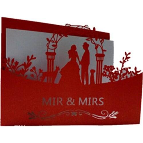 10Pcs 12x18cm Laser Cut Bride and Groom Marriage Wedding Invitations Card Mr.& Mrs. Card Event & Party Supplies 5Z-SH070