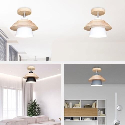 LED indoor ceiling light Nordic modern pure wood E27 ceiling lights bedroom kitchen bar living room corridor lighting decoration