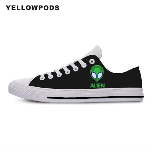Flats Classic Canvas Shoes Aliens Popular Walking Comfortable Women Woman White Flats 3D Print Casual Fashion Shoes