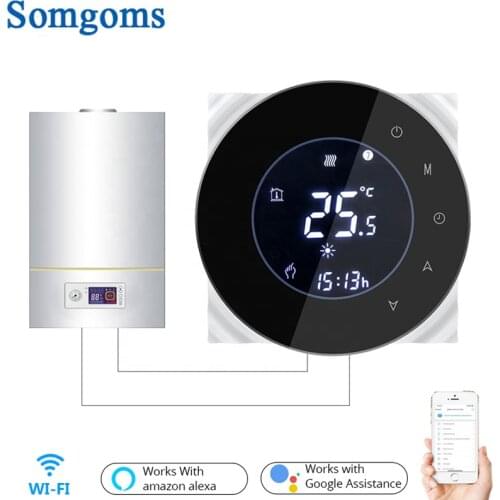 Wifi Smart Water/Gas Boiler Thermostat Tuya Remote Control Backlight Weekly Programmable LCD Touch Screen Temperature Controller