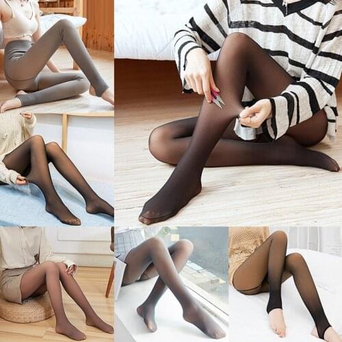 Spring Winter Warm Pantyhose women sexy fashion Fleece Thicken High elasticity Slim stockings Fake Translucent Leggings socks