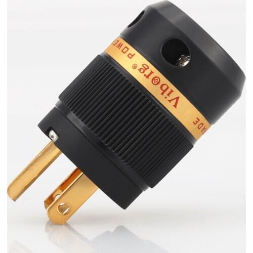 Viborg VM501G Pure Copper Gold Plated US AC Power Plug Connector for Audio DIY Mains Power Cable