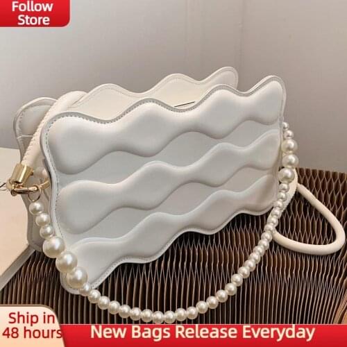 Pearl Branded Designer Shoulder Bags For Women 2021 Beach Small Crossbody Bags Female PU Leather Handbag Purse