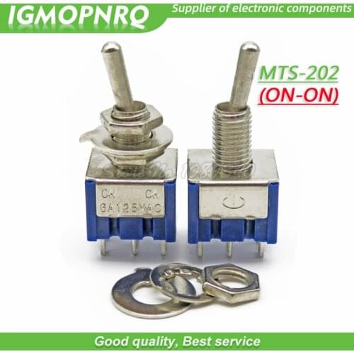 10PCS MTS-202 DPDT Switch 6A 125V AC 6-Pin ON-OFF Mini Toggle Switches 31*13*12mm For Switching Lights Motors IGMOPNRQ