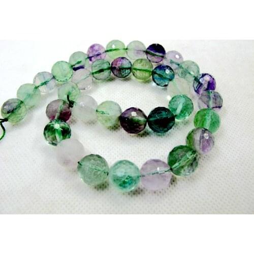 100% Natural Multi Rainbow Fluorite 12mm Faceted Round Gem Stone Jewelry Loose Bead for Jewelry Gift Making 16" Length
