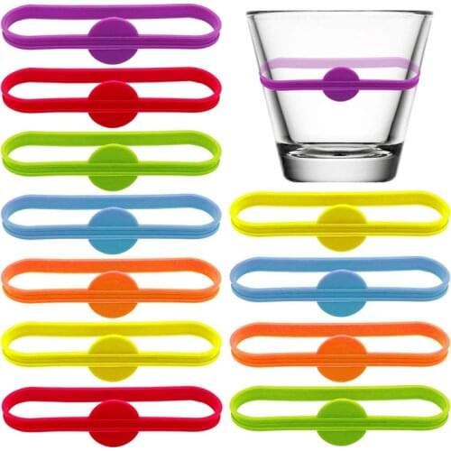 6Pcs/12Pcs Silicone Multicolor Goblet Tags For Bar Party Glass Markers Drinking Tag Round Shape Wine Labels