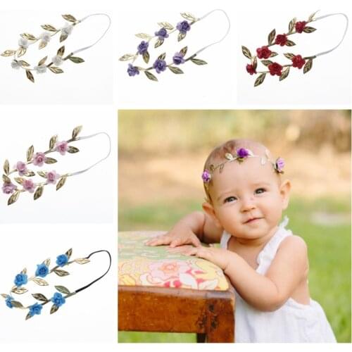 8pcs/lot Fashion Infant Elastic Garland Hairband Baby Girls Paper Flower Headband Princess Hair Accessories Kids Birthday Gifts