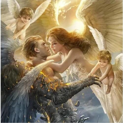 Full square/round 5D DIY diamond painting Angel Couple Love Family Embroidery Pattern Cross stitch kit mosaic home decor gifts