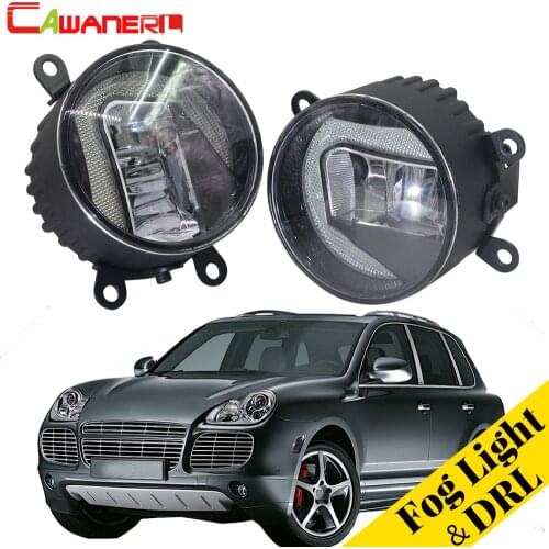 Cawanerl 2 X Car Accessories 2in1 LED Fog Light + Daytime Running Lamp DRL White High Bright For Porsche Cayenne 955 2002-2015